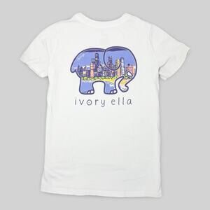 Ivory Ella Graphic Tee XXS White Chicago Elephant Cotton T-Shirt